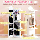 3 In 1 Kids Jewelry Cabinet Freestanding Jewelry Armoire with 3-Color Lighted Mirror