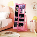 3 In 1 Kids Jewelry Cabinet with 3-Color Lighted Full Length Mirror and Internal Mirror
