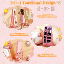3 In 1 Kids Jewelry Cabinet with 3-Color Lighted Full Length Mirror and Internal Mirror