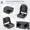 3-Pack Folding Boat Seats with 28D Soft Sponge Padding-Black