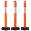 3 Pack Traffic Delineator Posts with Fillable Base for Parking Lots and Construction