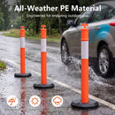3 Pack Traffic Delineator Posts with Fillable Base for Parking Lots and Construction