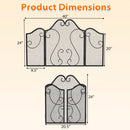 3 Panel Fireplace Screen Foldable Spark Guard Cover with Decorative Scroll