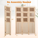 3 Panel Folding Privacy Screen with 9 Swivel Paulownia Wood Photo Frames-Natural