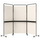 3-Panel Room Divider with Shelves 6 FT Tall Folding Privacy Screen with Lockable Wheels