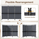 3-Panel Room Divider with Shelves 6 FT Tall Folding Privacy Screen with Lockable Wheels