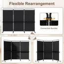 3-Panel Room Divider with Shelves 6 FT Tall Folding Privacy Screen with Lockable Wheels