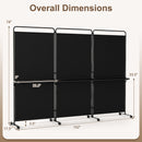 3-Panel Room Divider with Shelves 6 FT Tall Folding Privacy Screen with Lockable Wheels