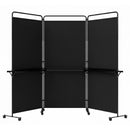 3-Panel Room Divider with Shelves 6 FT Tall Folding Privacy Screen with Lockable Wheels