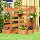 3-Panel Freestanding Garden Fence with 2 Planter Boxes - Yellow