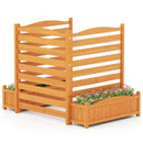 3-Panel Wood Air Conditioner Fence with Planter Box Freestanding Privacy Screen-Yellow