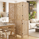3-Panel Room Divider with Palm Leaf Design - 67" Tall