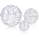 3 Pcs Lighted Christmas Balls Large Standing/Hanging Metal Sphere Lights with 435 LEDs
