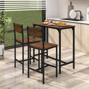 3 Piece Bar Table Set with Backrest and Footrest for Small Space