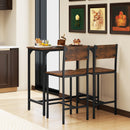 3 Piece Bar Table Set with Backrest and Footrest for Small Space
