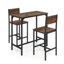 3 Piece Bar Table Set with Backrest and Footrest for Small Space