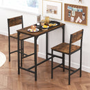 3 Piece Bar Table Set with Backrest and Footrest for Small Space