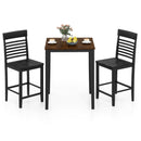 3-Piece Counter-Height Dining Table Set for 2 with Rubber Wood Frame and Footrest