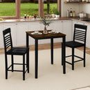 3-Piece Counter-Height Dining Table Set for 2 with Rubber Wood Frame and Footrest