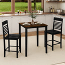 3-Piece Counter-Height Dining Table Set for 2 with Rubber Wood Frame and Footrest