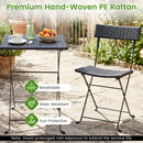 3-Piece Folding Bistro Set with PE Wicker and Metal Frame