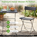 3-Piece Folding Bistro Set with PE Wicker and Metal Frame