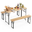 3-Piece Folding Picnic Table with Benches Fir Wood Portable Bear Camping SET