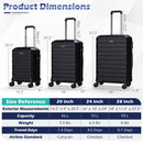 3-Piece Hardside Luggage Set Lightweight Hardside Suitcases with 8-Spinner Wheels