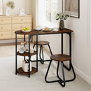 3-Piece Industrial Dining Table Set for Small Space