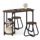 3-Piece Industrial Dining Table Set for Small Space
