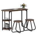 3-Piece Industrial Dining Table Set for Small Space