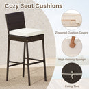 3 Piece Outdoor Bar Set Patio Heavy-Duty Metal Barstool and Table Set-White