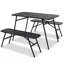 3-Piece Metal Patio Dining Set with Table and 2 Benches