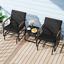 3-Piece Outdoor Glider Bistro Set with Tempered Glass Table