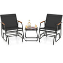 3-Piece Outdoor Glider Bistro Set with Tempered Glass Table
