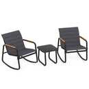 3 Piece Outdoor Rocking Bistro Set Porch Rocker Chairs-Gray