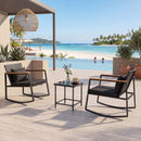 3-Piece Rocking Bistro Set with Cushions & Glass Table