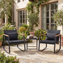 3-Piece Rocking Bistro Set with Cushions & Glass Table