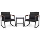 3-Piece Rocking Bistro Set with Cushions & Glass Table