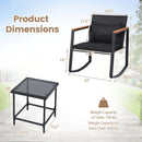 3-Piece Rocking Bistro Set with Cushions & Glass Table