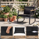 3-Piece Rocking Bistro Set with Cushions & Glass Table