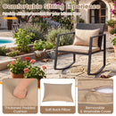 3-Piece Rocking Bistro Set with Cushions & Glass Table