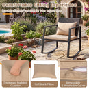 3-Piece Rocking Bistro Set with Cushions & Glass Table
