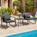 3-Piece Rocking Bistro Set with Cushions & Glass Table