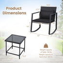 3-Piece Rocking Bistro Set with Cushions & Glass Table