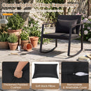 3-Piece Rocking Bistro Set with Cushions & Glass Table