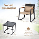 3-Piece Rocking Bistro Set with Cushions & Glass Table