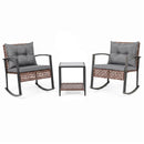 3-Piece Rocking Chair Patio Set with Glass Coffee Table
