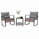 3-Piece Rocking Chair Patio Set with Glass Coffee Table
