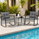 3-Piece Outdoor Rocking Chair Set with Coffee Table - Gray